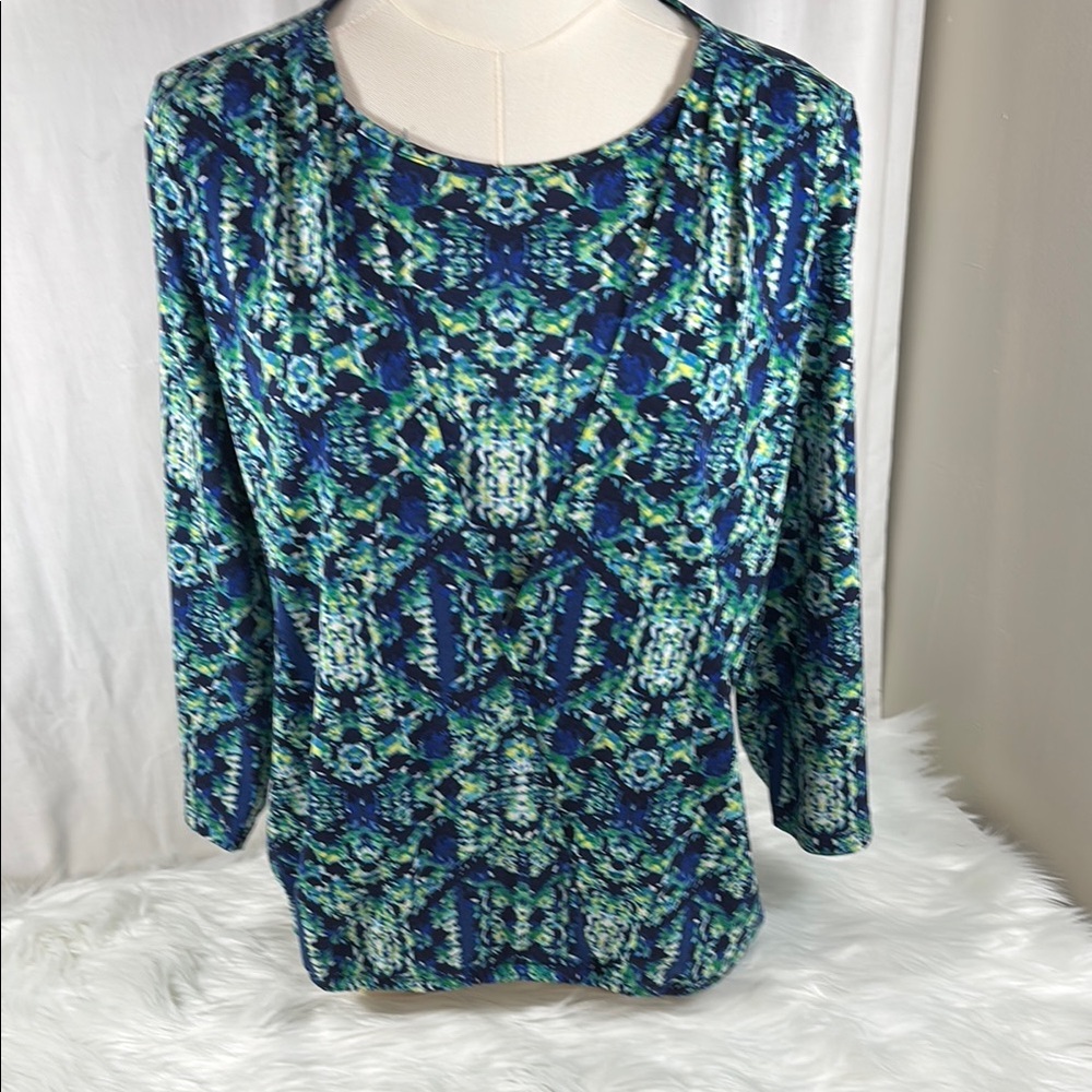 Blue and Green Patterned Women's Knit Top. Bundle and Save!